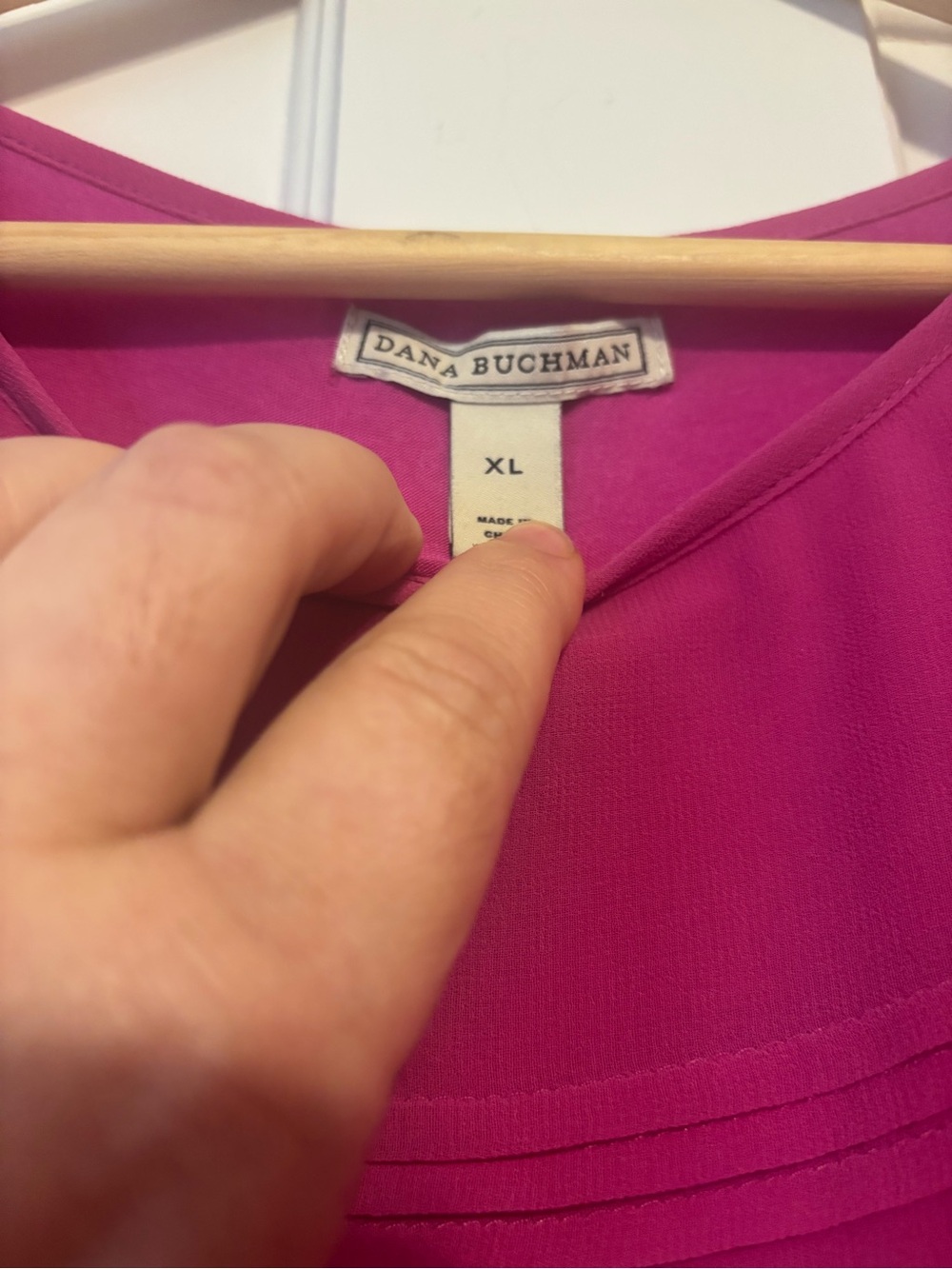 Dana Buchman Layered Pleat Sleeveless Shell - Raspberry - Picture 3 of 4